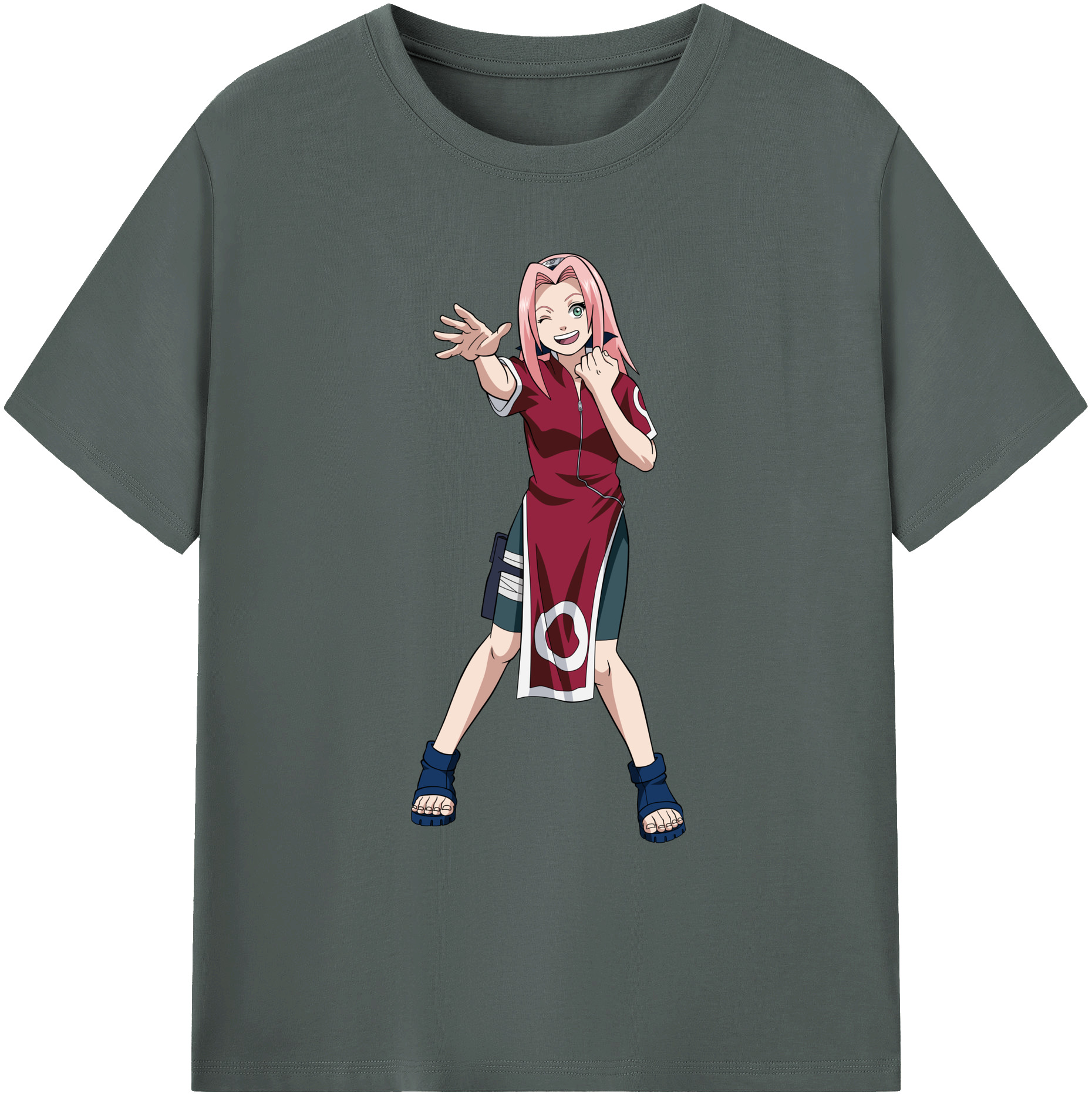 （画像用） NARUTO -ナルト- 春野サクラ Haruno Sakura 綿100％ メンズ半袖Tシャツ｜肌触りやわらか＆通気性